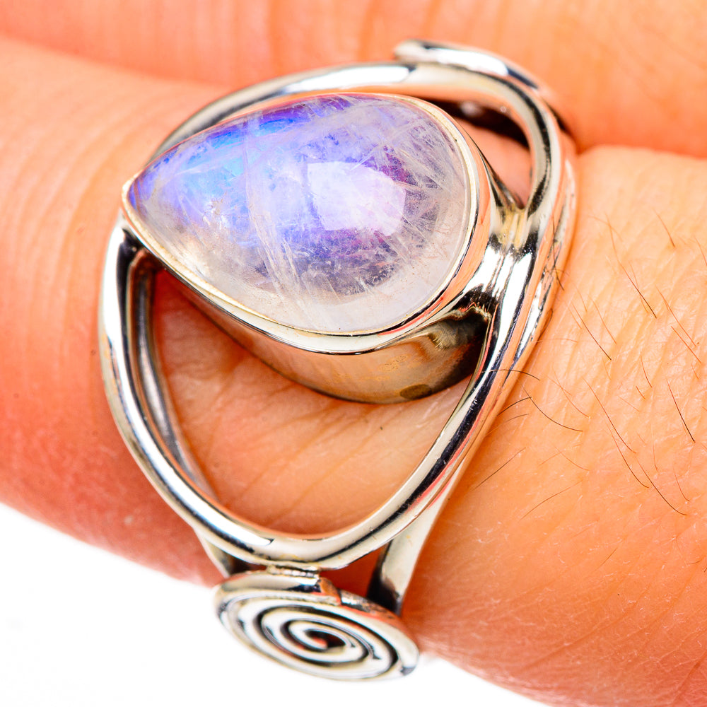 Rainbow Moonstone Rings handcrafted by Anasilvercos - RING98716