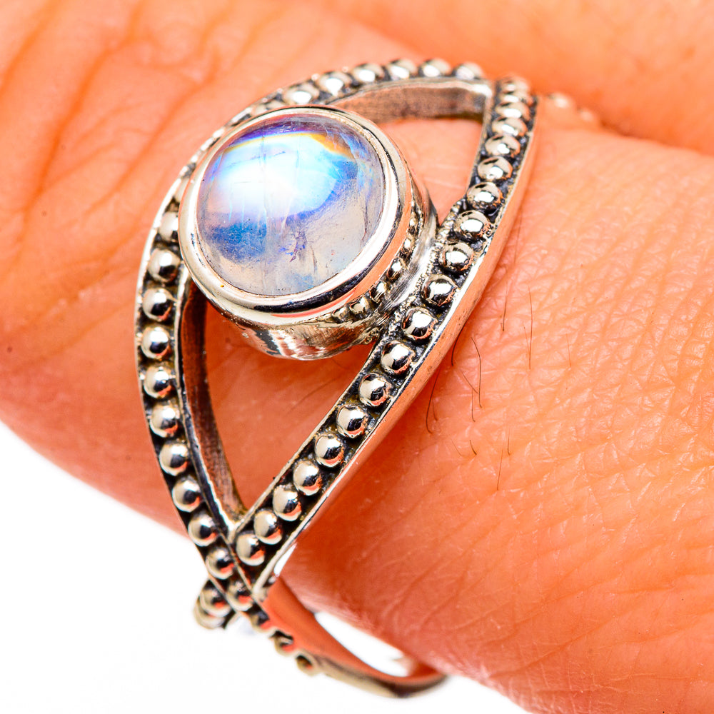 Rainbow Moonstone Rings handcrafted by Anasilvercos - RING98753