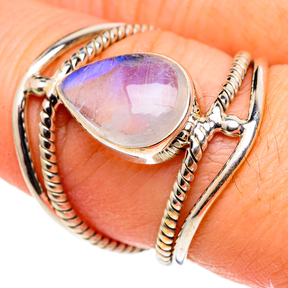 Rainbow Moonstone Rings handcrafted by Anasilvercos - RING98790