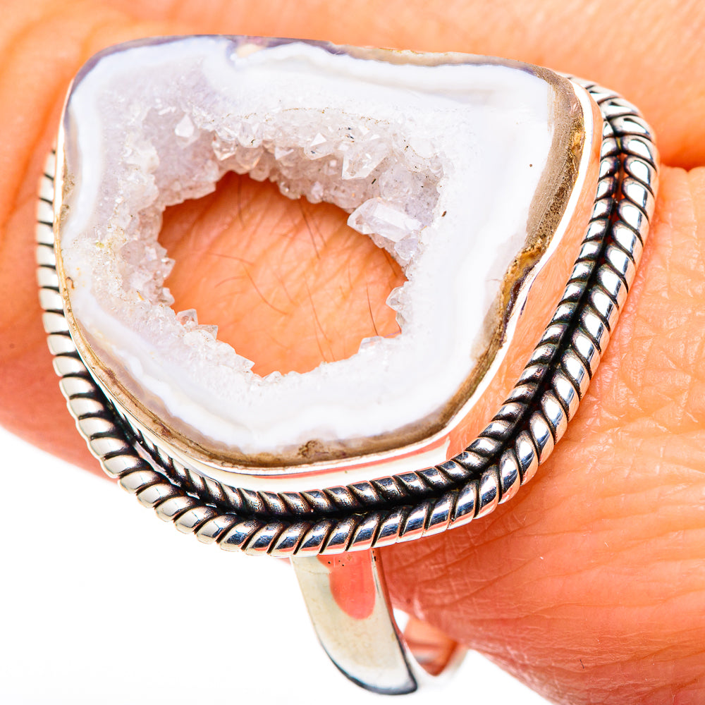 White Geode Slice Rings handcrafted by Anasilvercos - RING98837