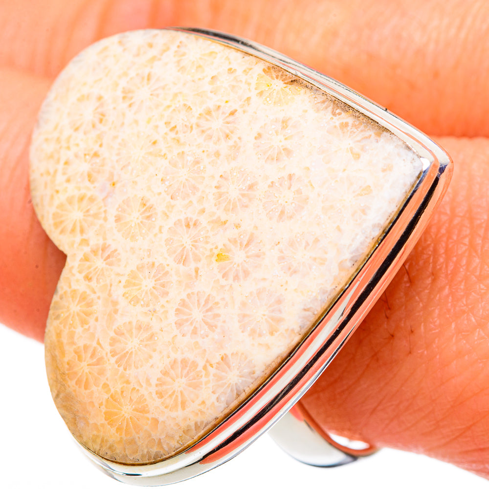 Fossil Coral Rings handcrafted by Anasilvercos - RING98874