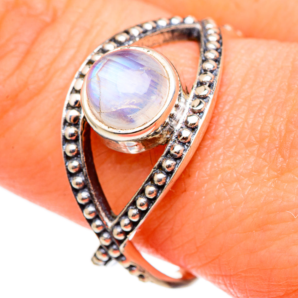 Rainbow Moonstone Rings handcrafted by Anasilvercos - RING98941