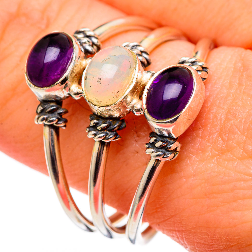 Rainbow Moonstone Rings handcrafted by Anasilvercos - RING98944