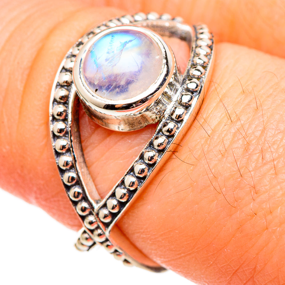 Rainbow Moonstone Rings handcrafted by Anasilvercos - RING98980