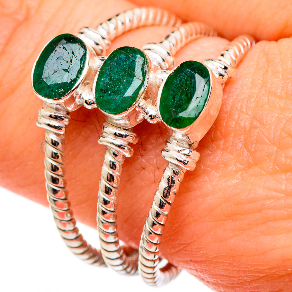 Zambian Emerald Rings handcrafted by Anasilvercos - RING99031