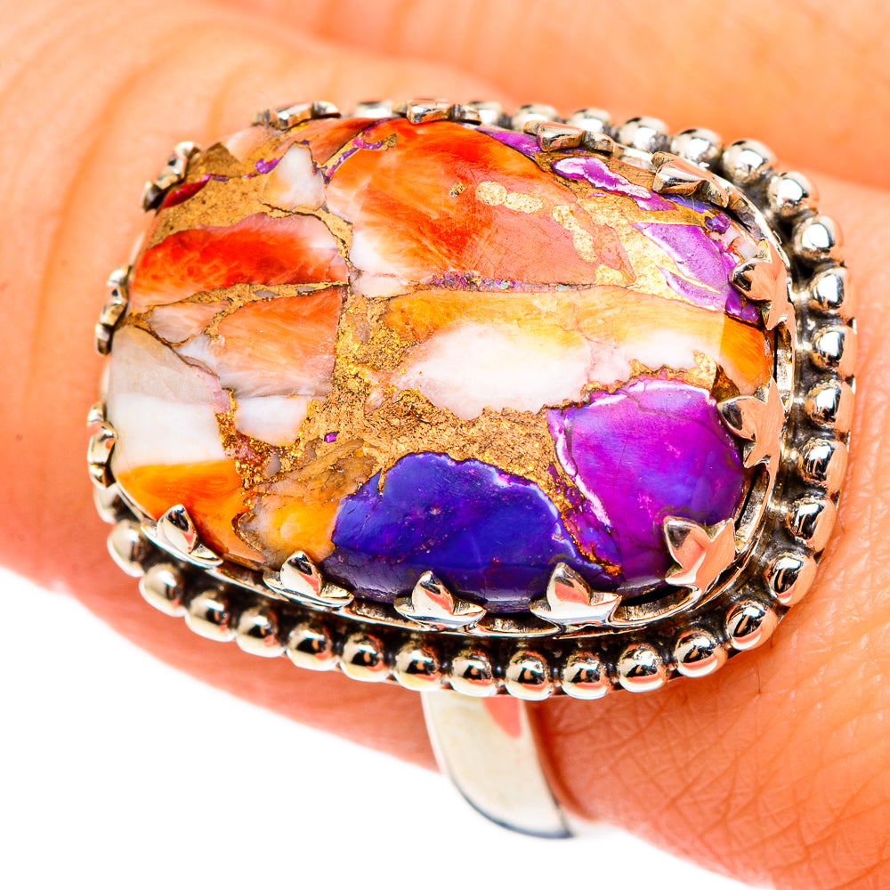 Kingman Pink Dahlia Turquoise Rings handcrafted by Anasilvercos - RING99054