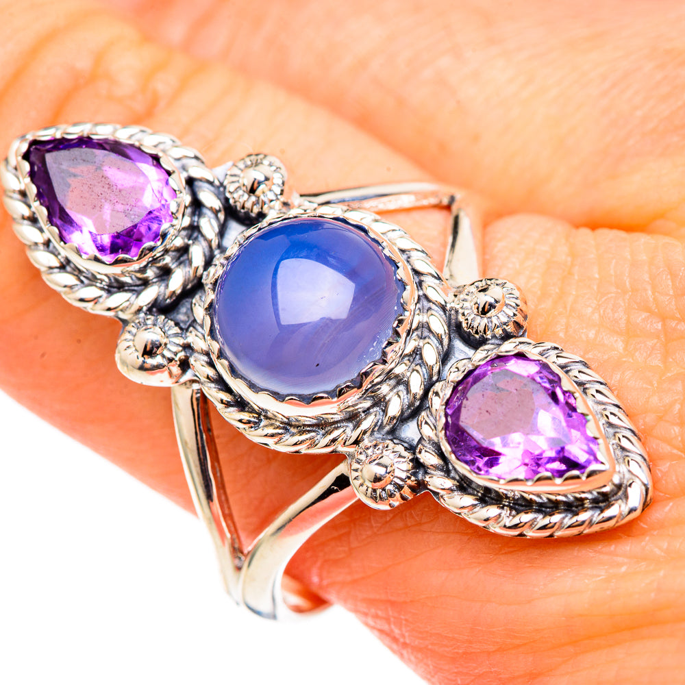 Aqua Chalcedony Rings handcrafted by Anasilvercos - RING99111