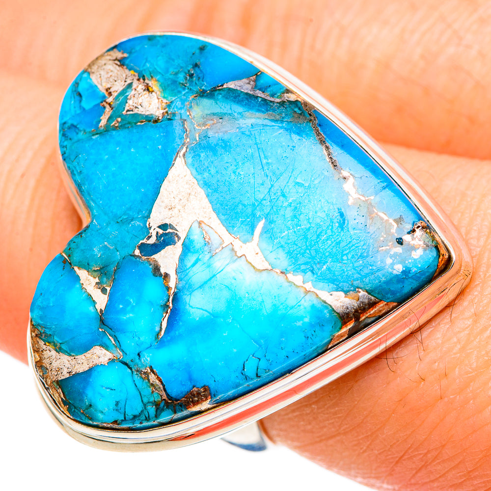 Blue Copper Composite Turquoise Rings handcrafted by Anasilvercos - RING99121