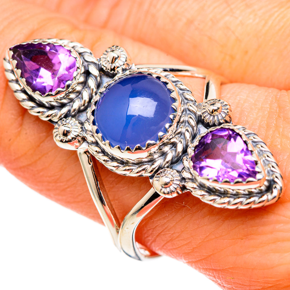 Aqua Chalcedony Rings handcrafted by Anasilvercos - RING99155