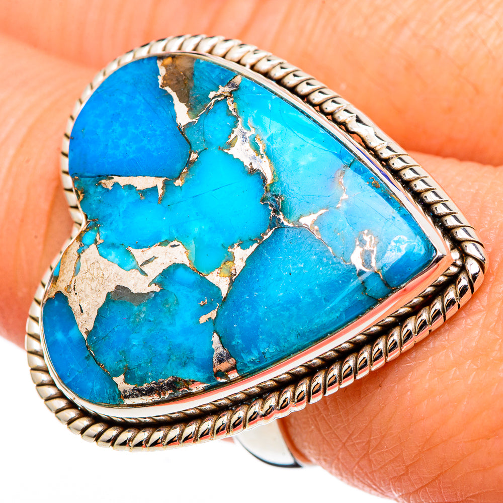 Blue Copper Composite Turquoise Rings handcrafted by Anasilvercos - RING99162