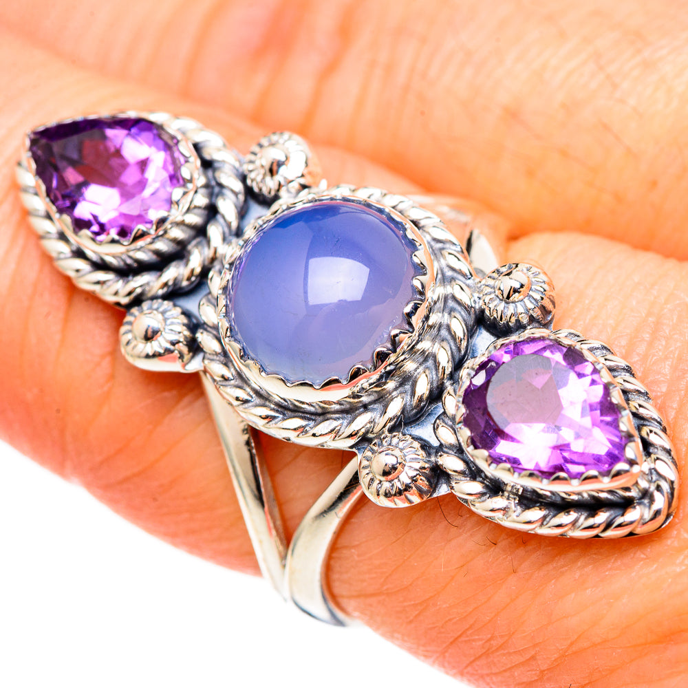 Aqua Chalcedony Rings handcrafted by Anasilvercos - RING99199