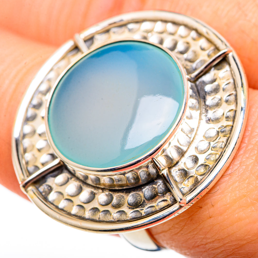 Aqua Chalcedony Rings handcrafted by Anasilvercos - RING99203