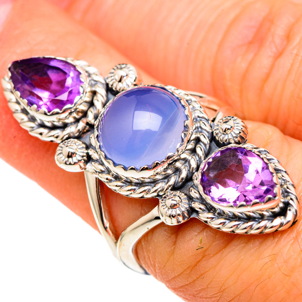 Aqua Chalcedony Rings handcrafted by Anasilvercos - RING99235