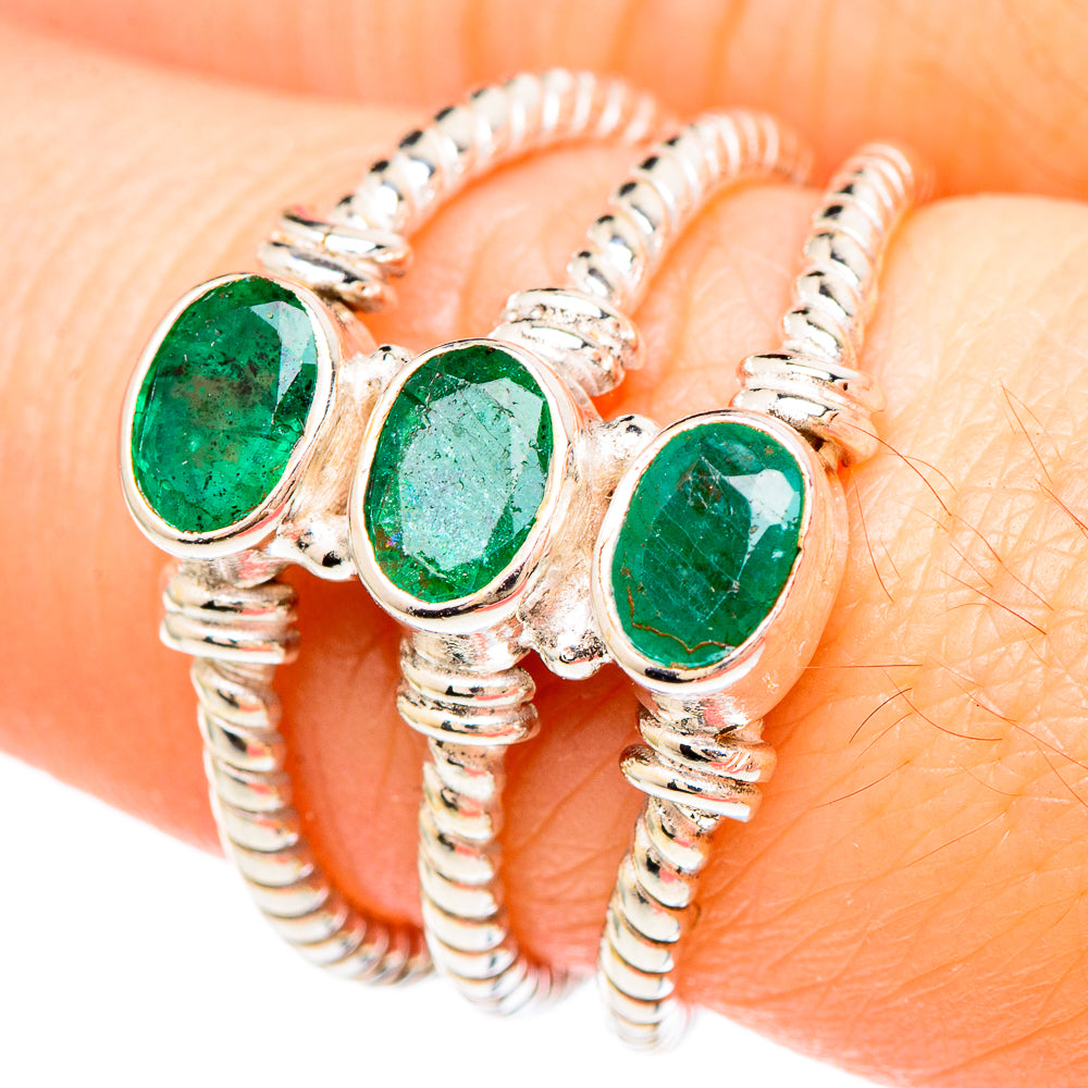 Zambian Emerald Rings handcrafted by Anasilvercos - RING99245