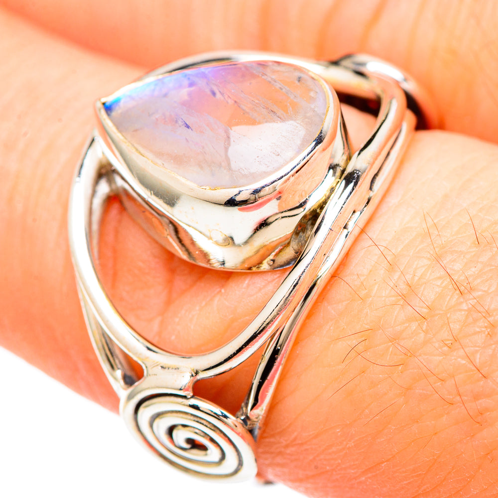 Rainbow Moonstone Rings handcrafted by Anasilvercos - RING99271