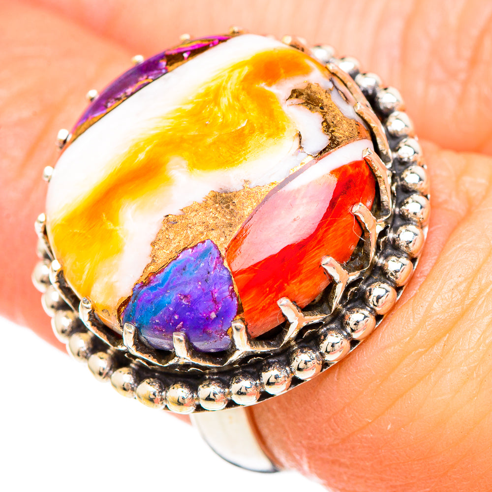 Kingman Pink Dahlia Turquoise Rings handcrafted by Anasilvercos - RING99432