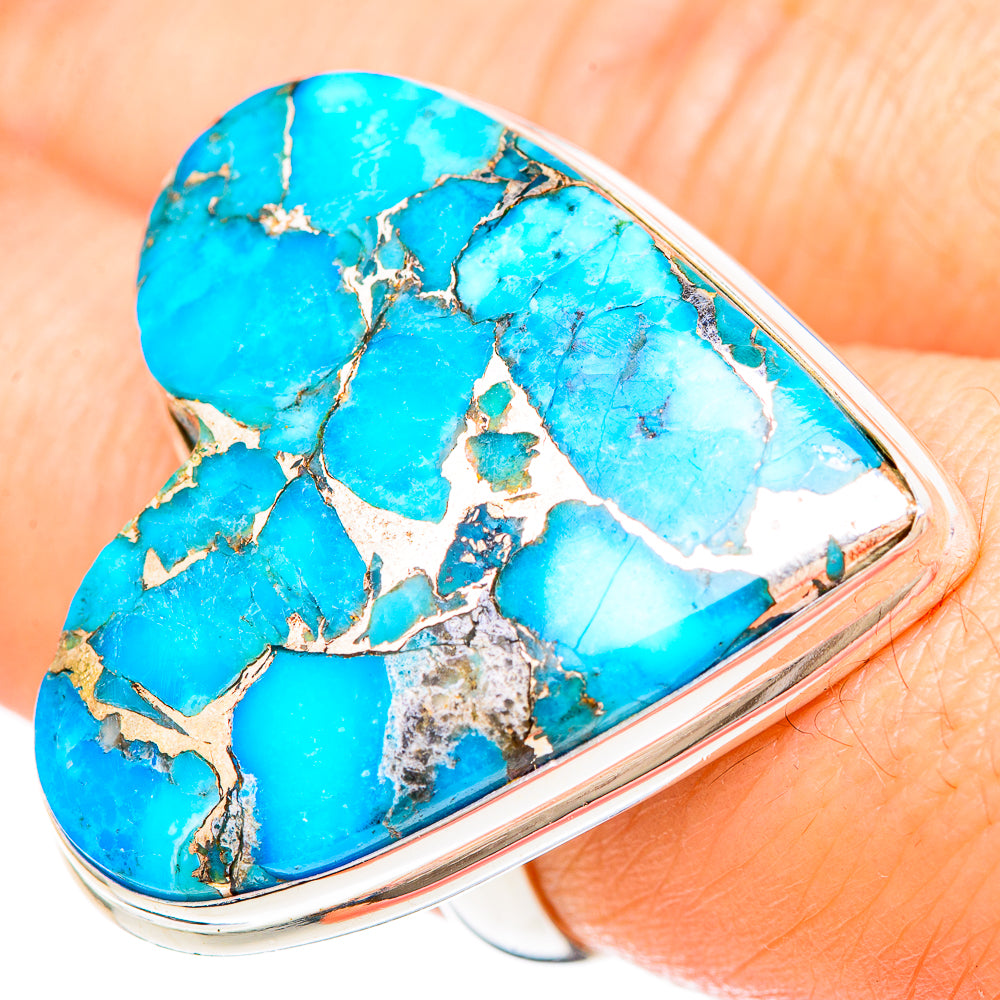 Blue Copper Composite Turquoise Rings handcrafted by Anasilvercos - RING99471