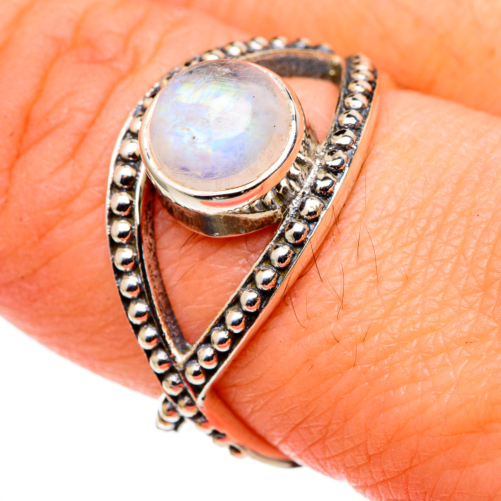 Rainbow Moonstone Rings handcrafted by Anasilvercos - RING99626