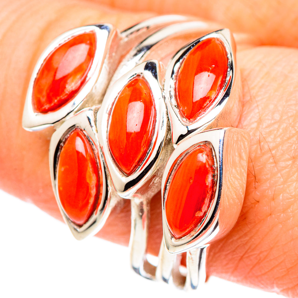 Mediterranean Red Coral Rings handcrafted by Anasilvercos - RING99691