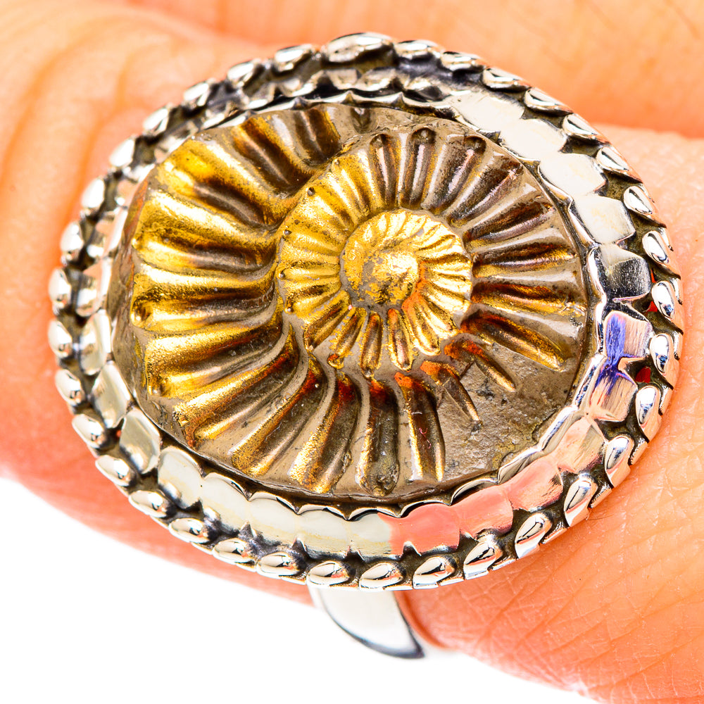 Pyrite Fossil Rings handcrafted by Anasilvercos - RING99901
