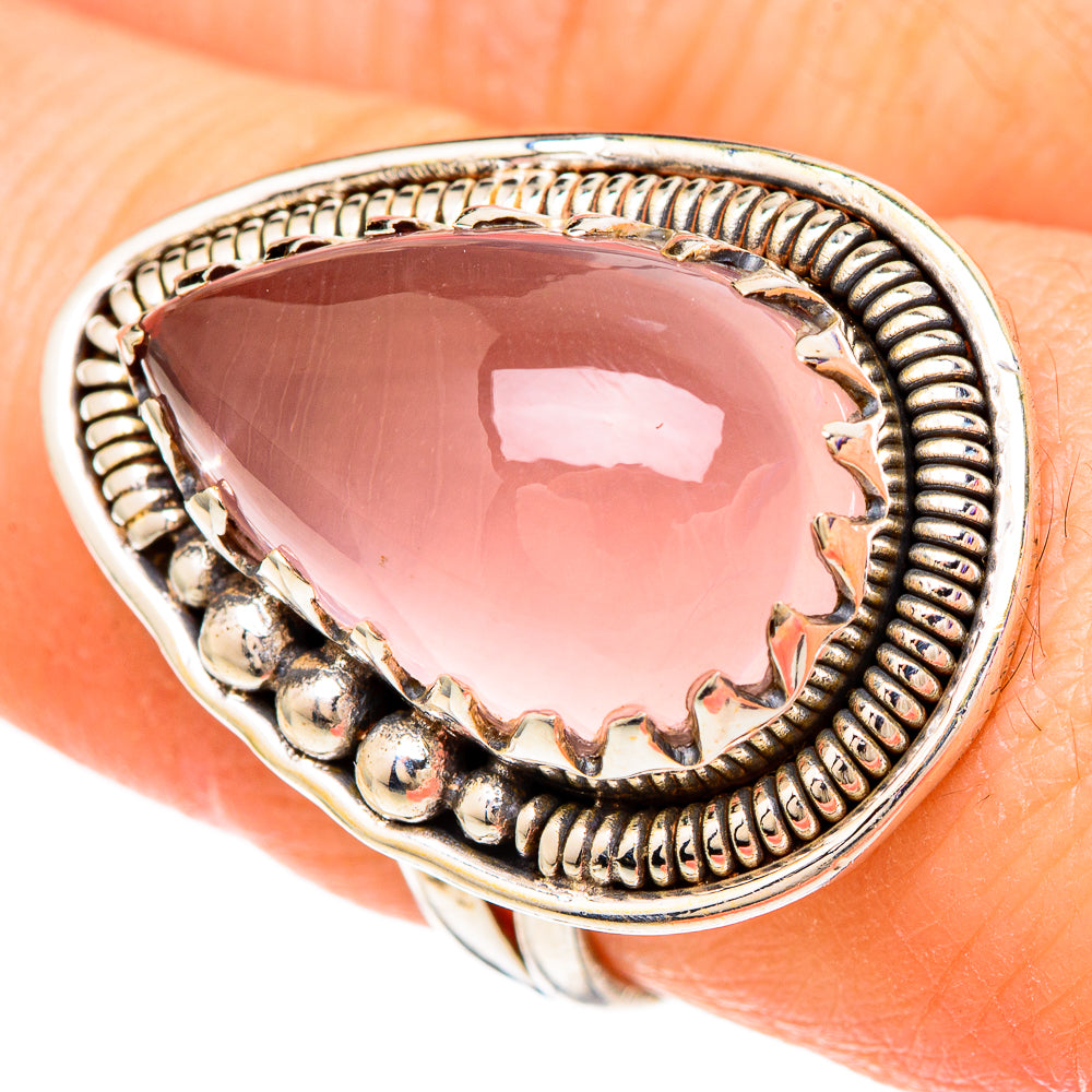 Rose Quartz Rings handcrafted by Anasilvercos - RING99928