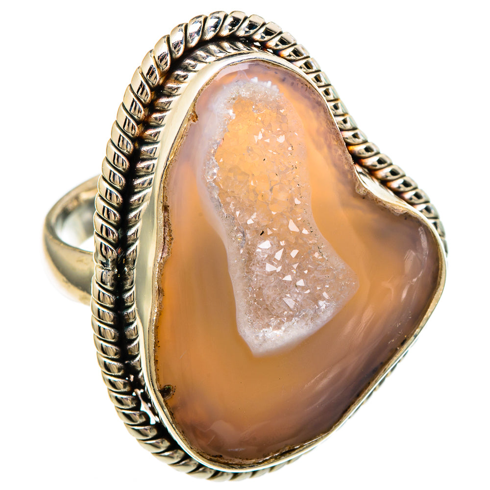 White Geode Slice Rings handcrafted by Anasilvercos - RING100135