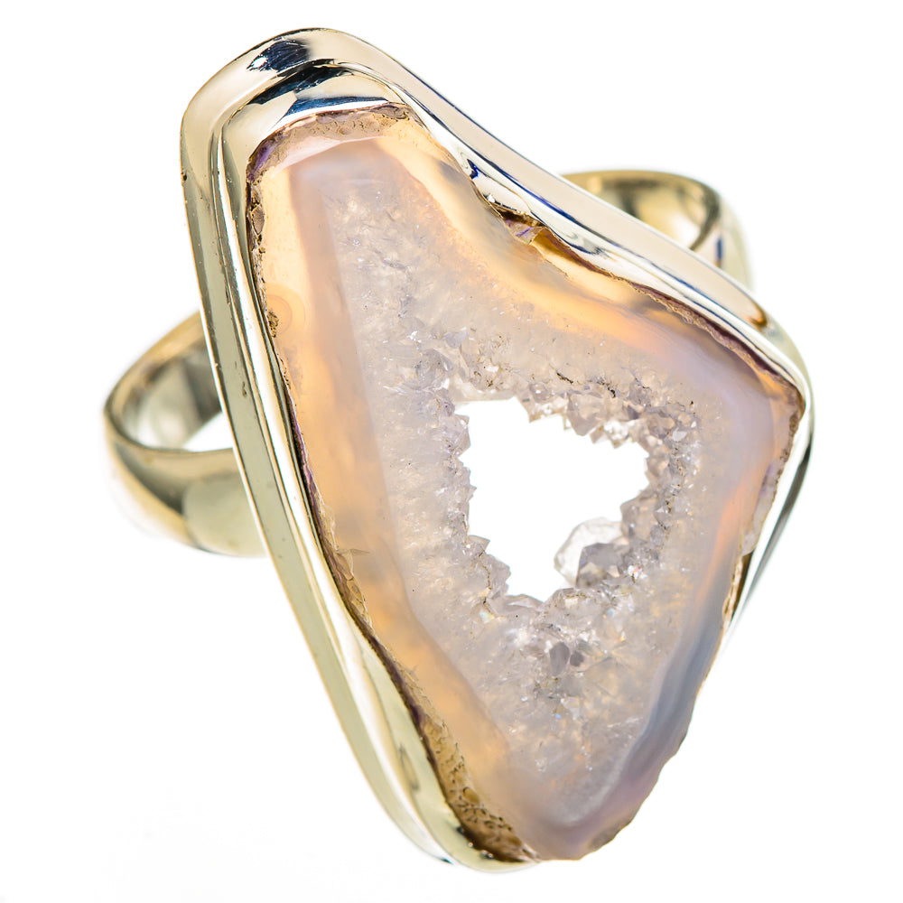 White Geode Slice Rings handcrafted by Anasilvercos - RING100434
