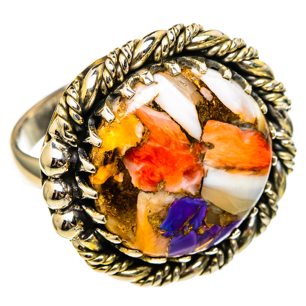 Spiny Oyster Turquoise Rings handcrafted by Anasilvercos - RING100448