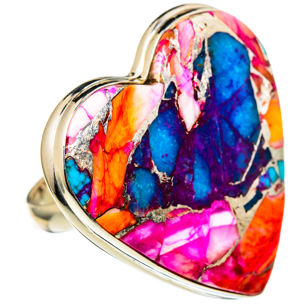 Kingman Pink Dahlia Turquoise Rings handcrafted by Anasilvercos - RING100463