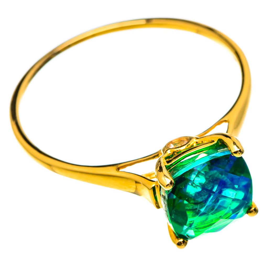 Peacock Doublet Quartz Rings handcrafted by Anasilvercos - RING100514