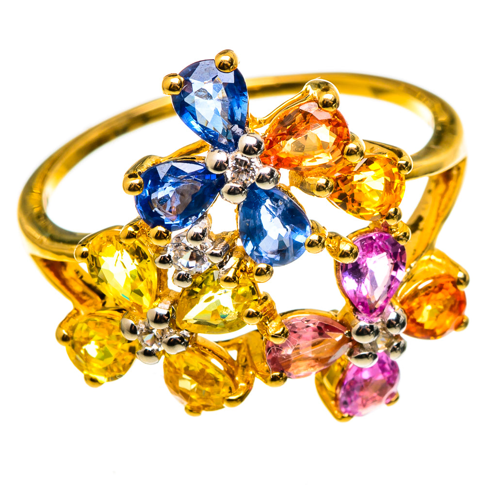 Multi-Colored Sapphire Rings handcrafted by Anasilvercos - RING100568