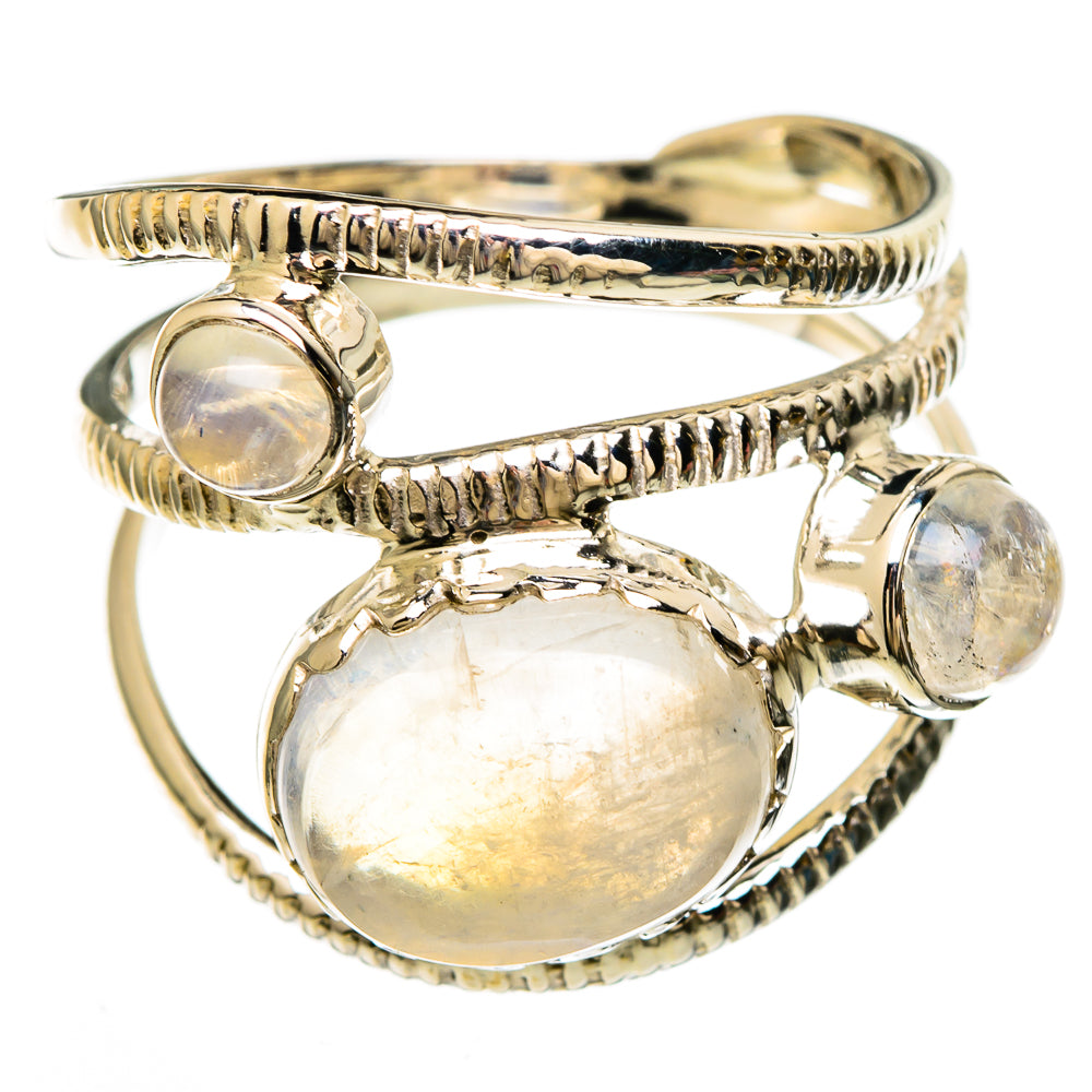 Rainbow Moonstone Rings handcrafted by Anasilvercos - RING100664
