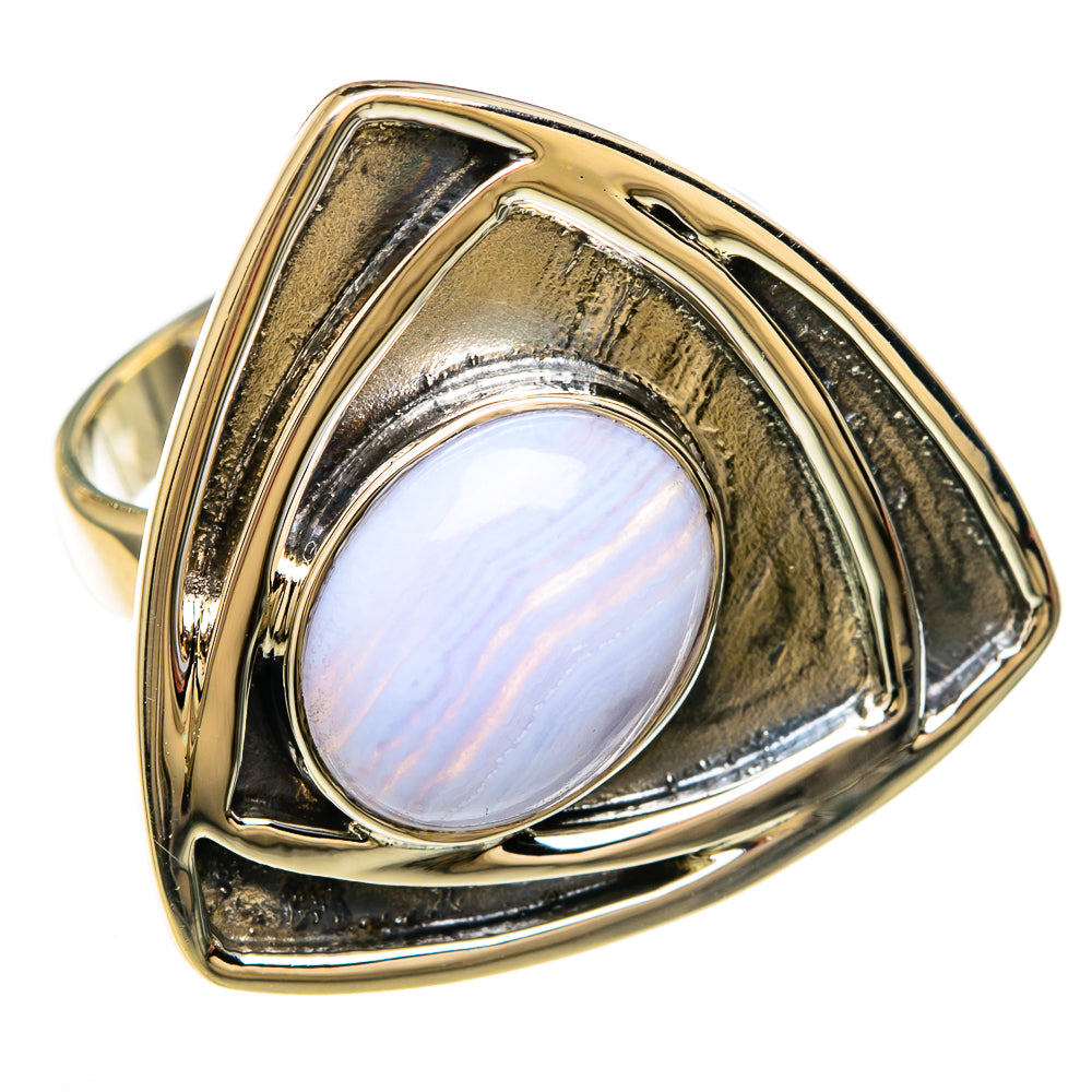 Blue Lace Agate Rings handcrafted by Anasilvercos - RING100665