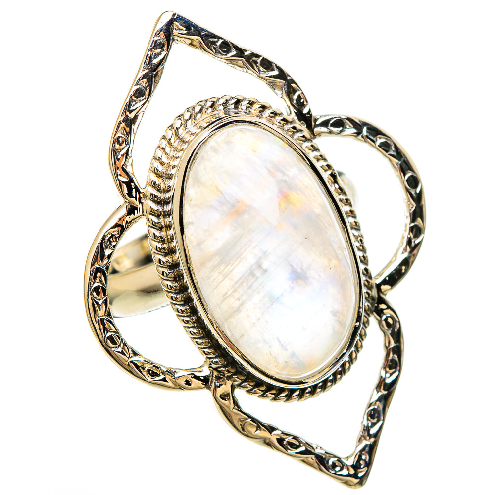 Rainbow Moonstone Rings handcrafted by Anasilvercos - RING100670