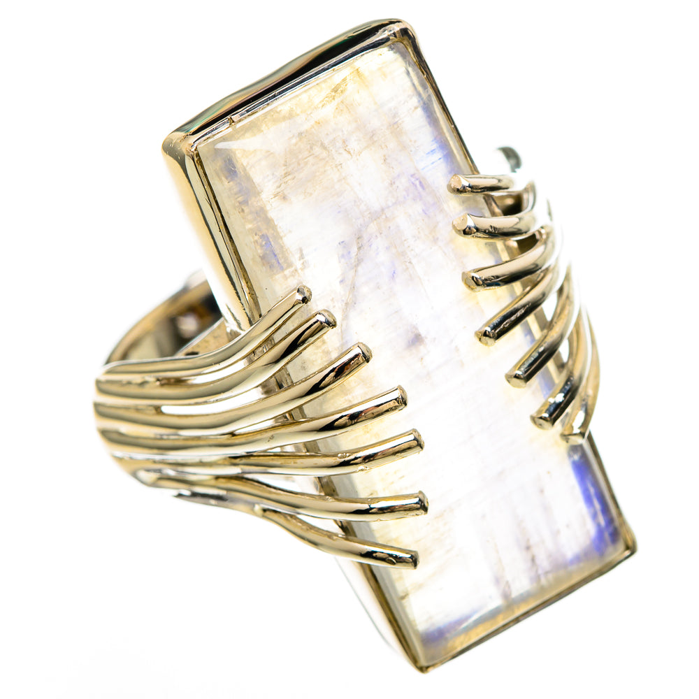 Rainbow Moonstone Rings handcrafted by Anasilvercos - RING100698