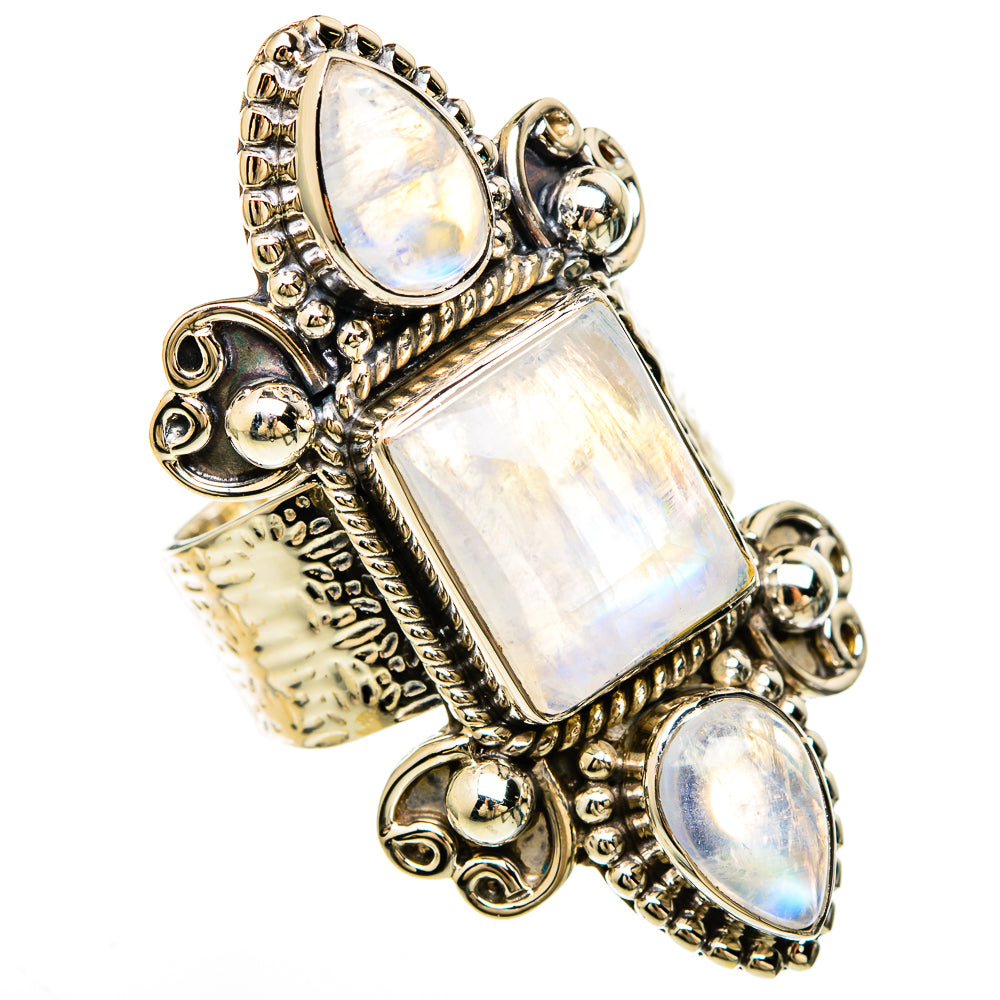 Rainbow Moonstone Rings handcrafted by Anasilvercos - RING100700