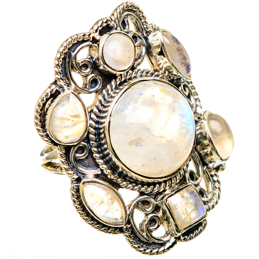 Rainbow Moonstone Rings handcrafted by Anasilvercos - RING100712
