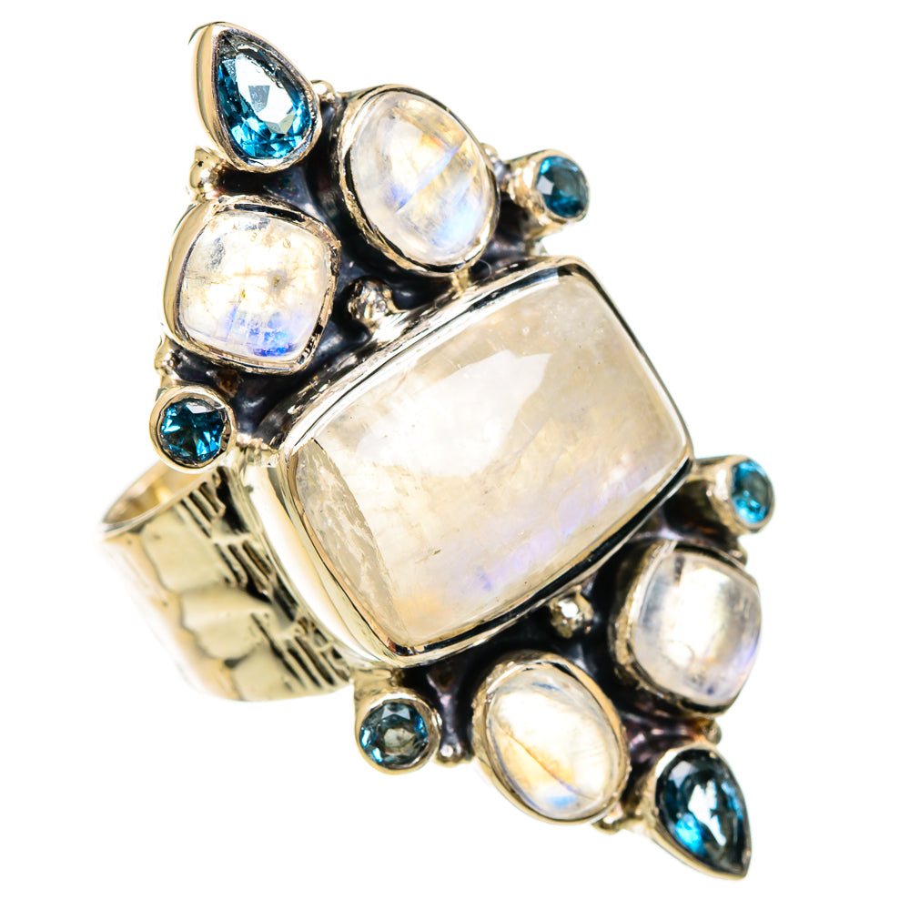 Rainbow Moonstone Rings handcrafted by Anasilvercos - RING100713