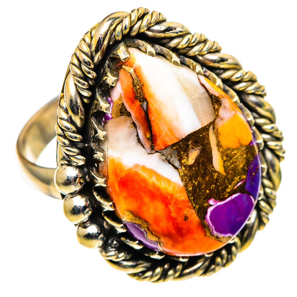 Spiny Oyster Turquoise Rings handcrafted by Anasilvercos - RING100808