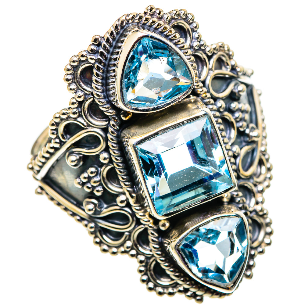 Blue Topaz Rings handcrafted by Anasilvercos - RING100907