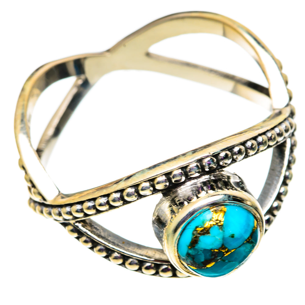 Blue Copper Composite Turquoise Rings handcrafted by Anasilvercos - RING100932
