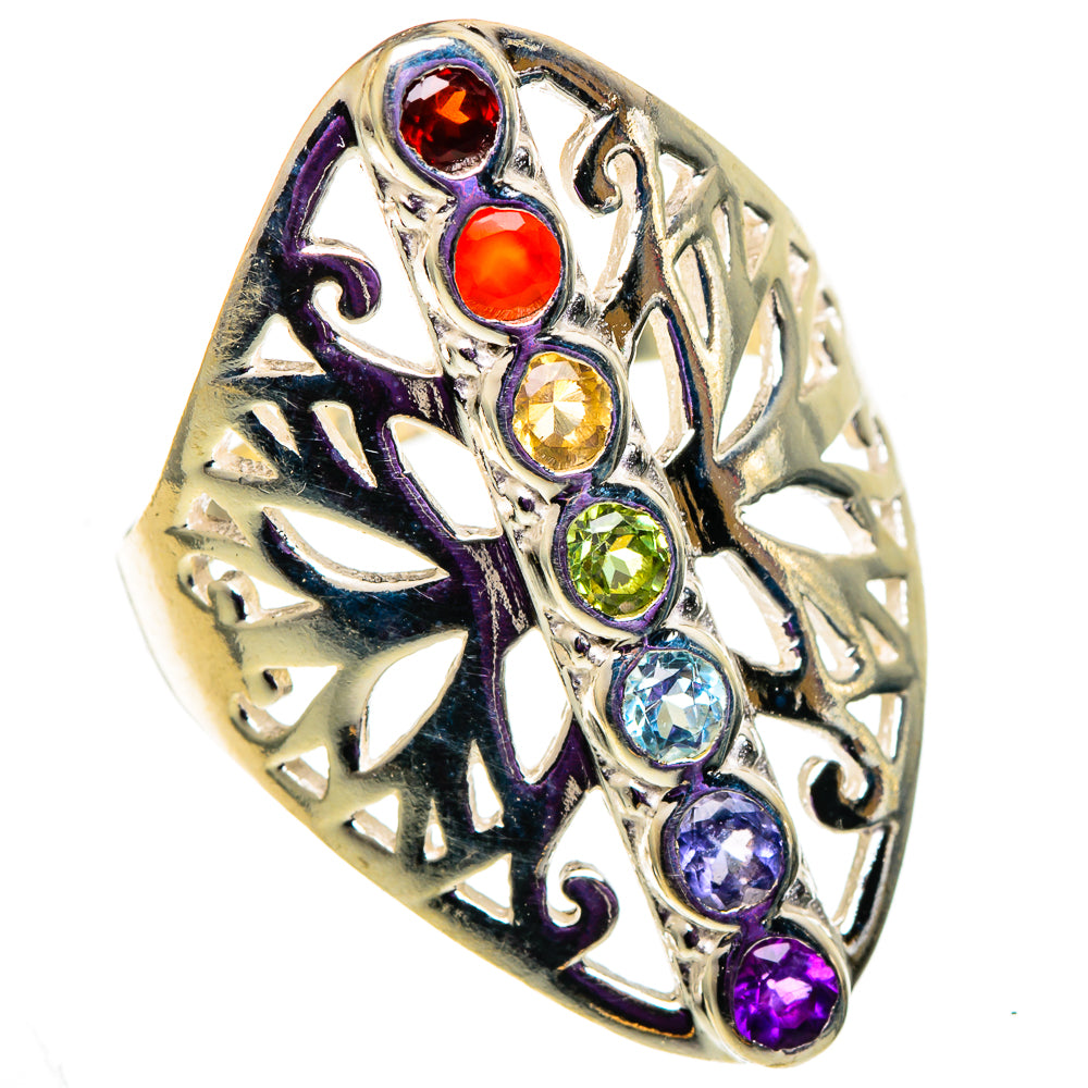 Rainbow Chakra Rings handcrafted by Anasilvercos - RING100958