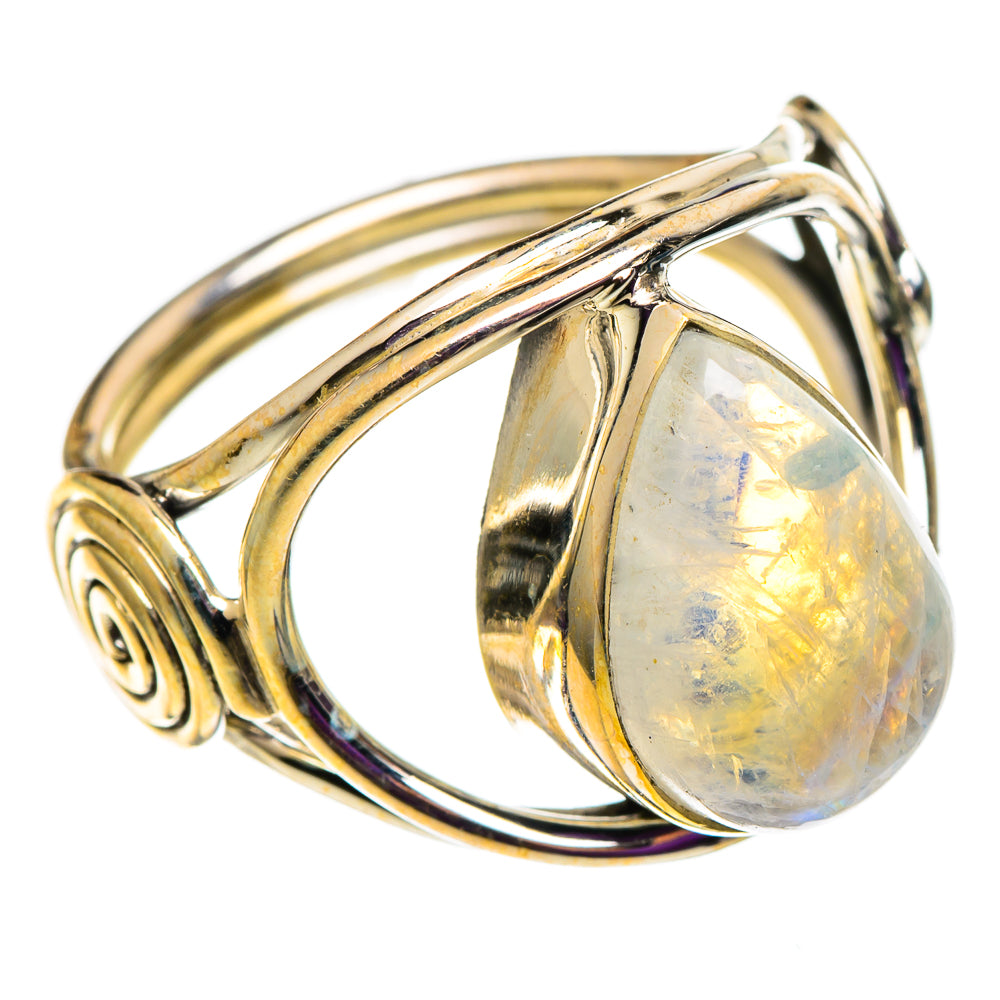 Rainbow Moonstone Rings handcrafted by Anasilvercos - RING100985