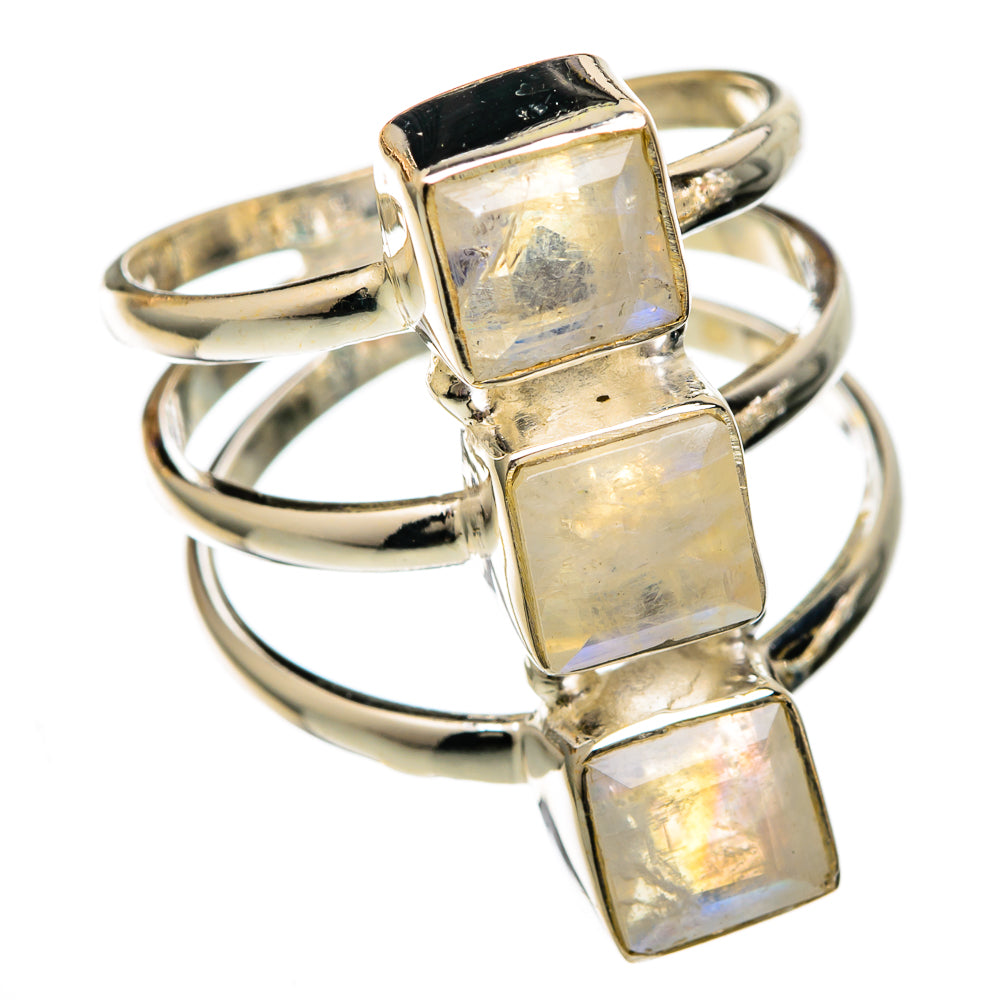 Rainbow Moonstone Rings handcrafted by Anasilvercos - RING101045