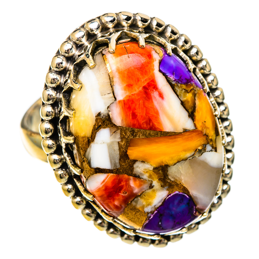 Spiny Oyster Turquoise Rings handcrafted by Anasilvercos - RING101047