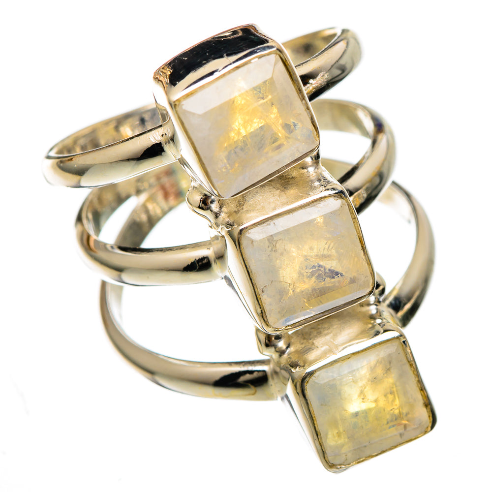 Rainbow Moonstone Rings handcrafted by Anasilvercos - RING101076