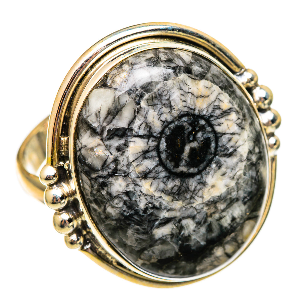 Moroccan Goniatite Fossil Rings handcrafted by Anasilvercos - RING101225