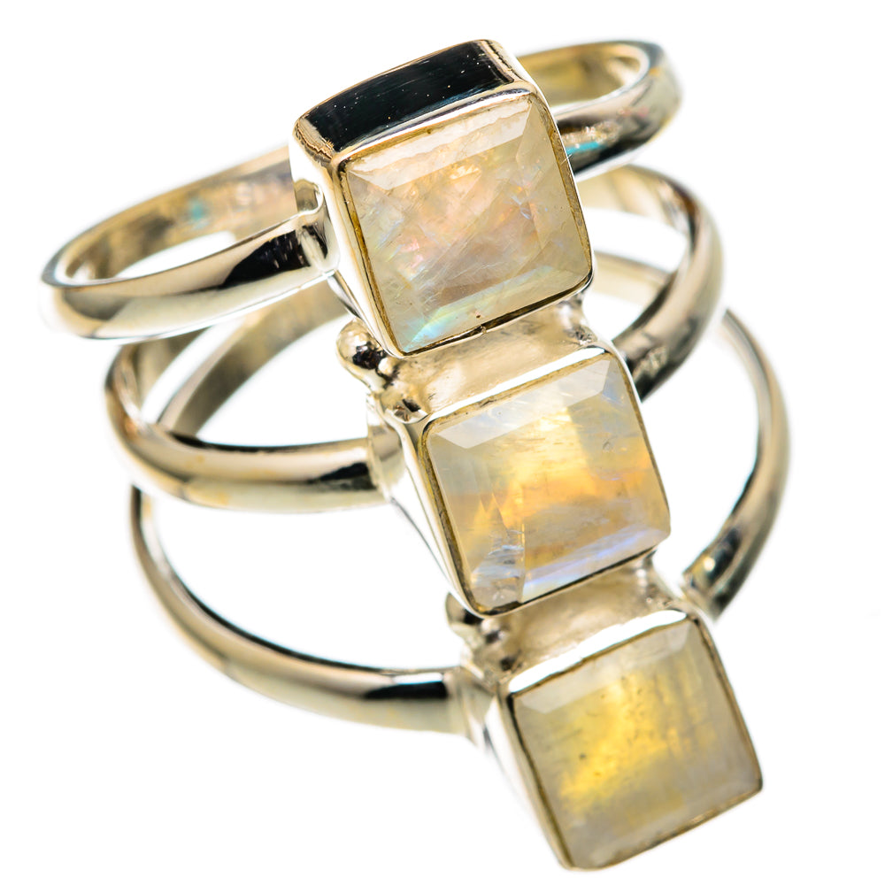 Rainbow Moonstone Rings handcrafted by Anasilvercos - RING101350