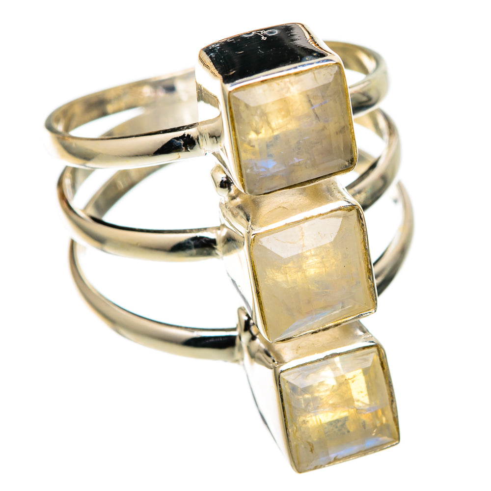 Rainbow Moonstone Rings handcrafted by Anasilvercos - RING101393