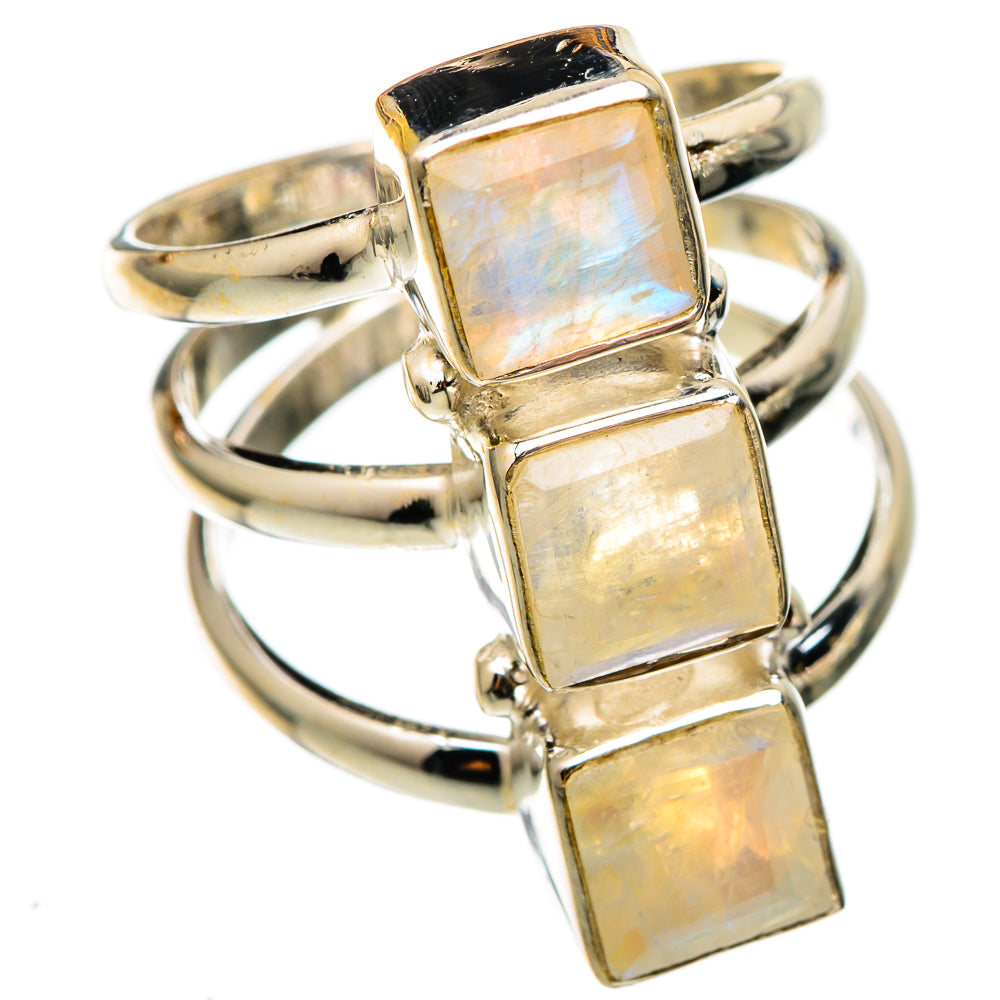 Rainbow Moonstone Rings handcrafted by Anasilvercos - RING101416